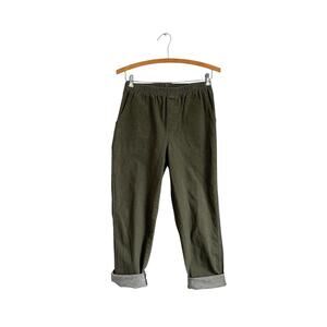 Vintage Military Green Tapered Pants: High Waist Elastic, Grunge Army Style